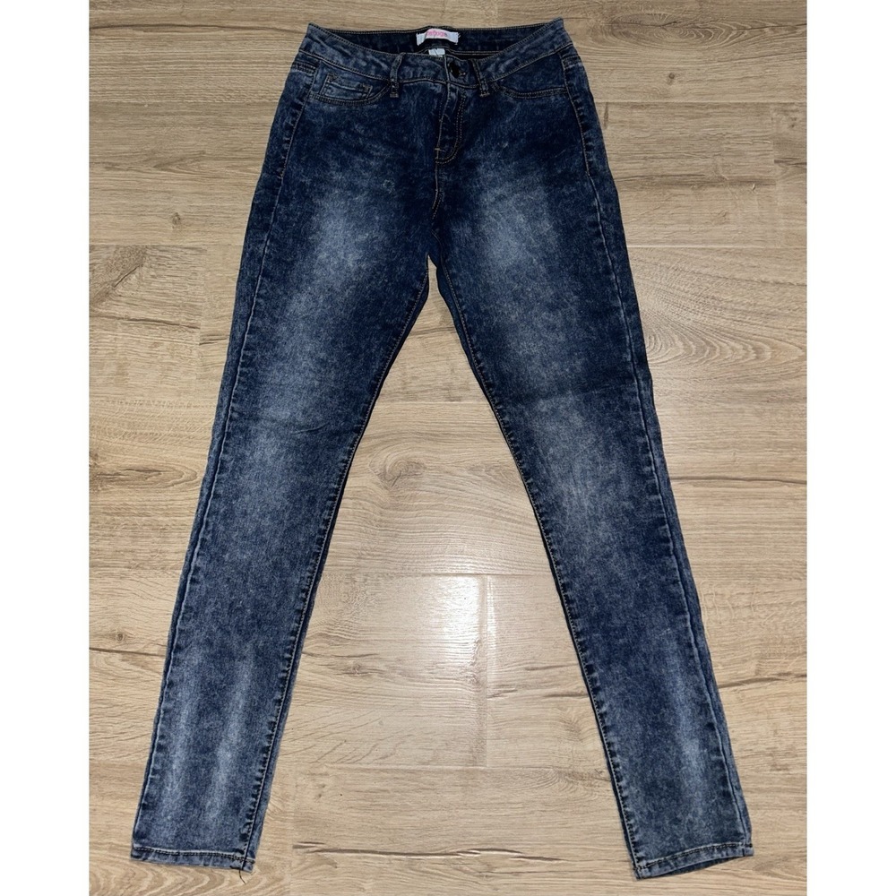 Refuge Women's Dark Blue Denim Jeans Acid Wash Skinny Stretch 5-Pocket